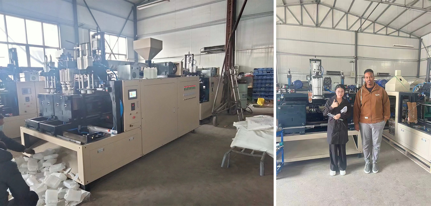 Нигерийский клиент посещает наш завод по производству выдувных формовочных машин для проверки